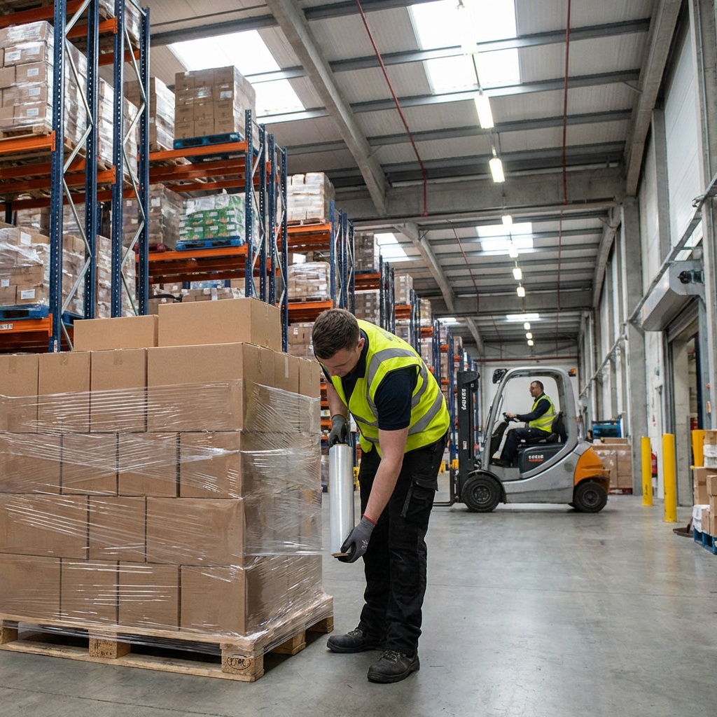 GRIP Systems stretch film securing pallet load for shipping